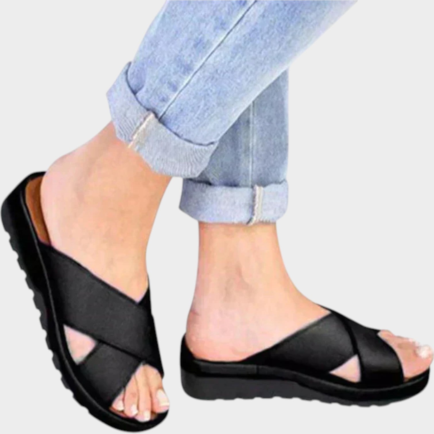 Criss Cross Platform Slide Sandals