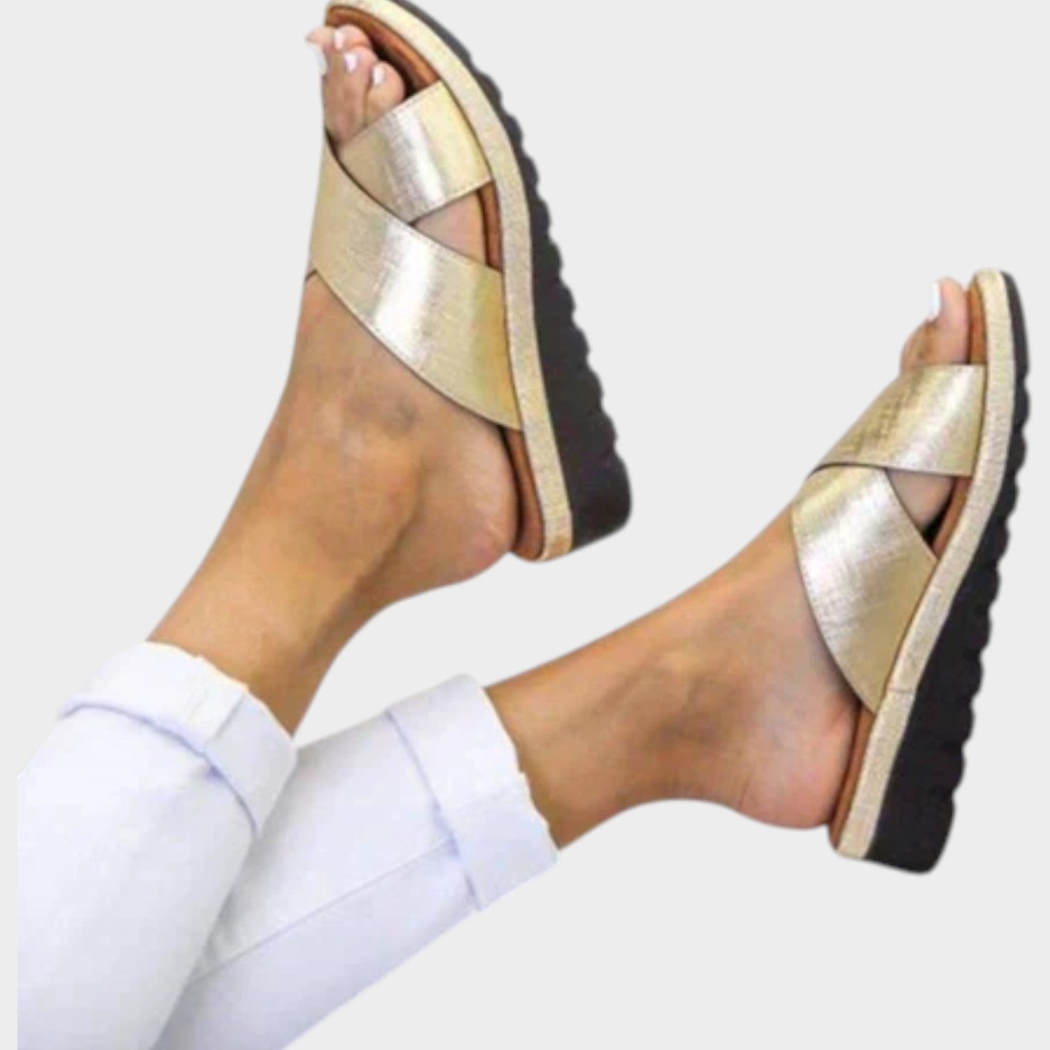 Criss Cross Platform Slide Sandals