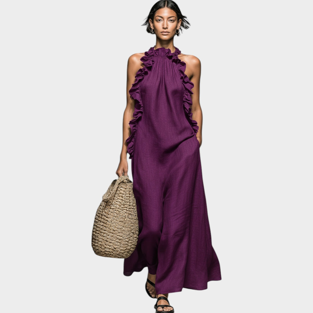 Women's Flowy Maxi Dress with Pockets