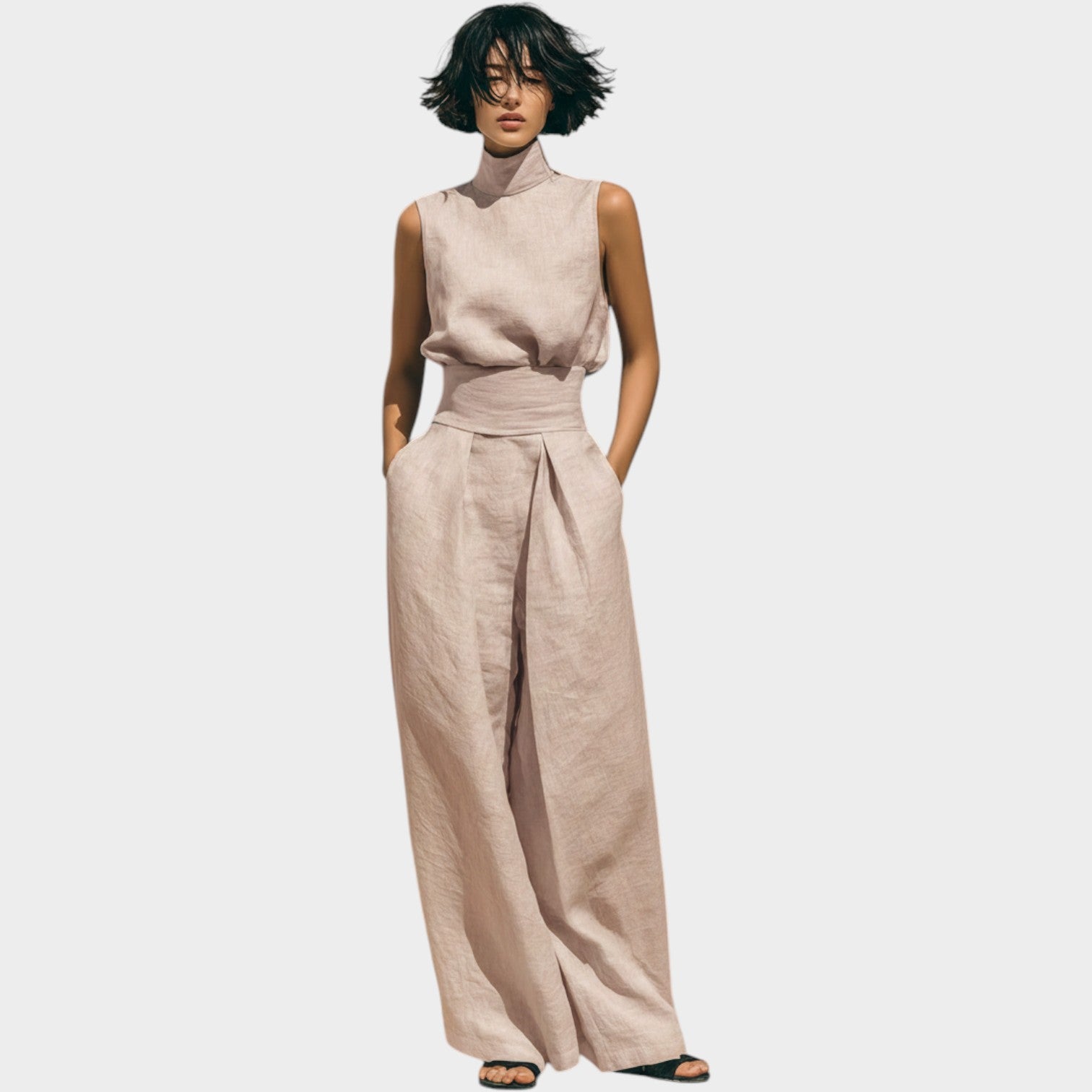 Linen Wide Leg Pants Matching Set