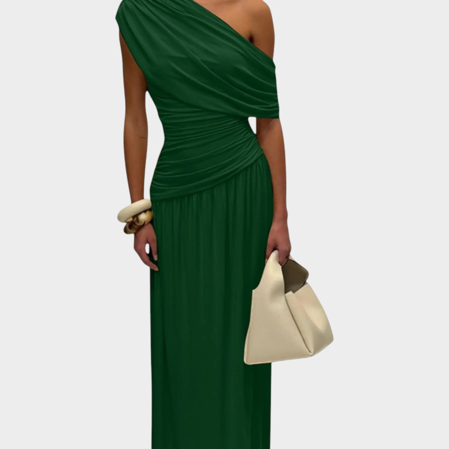 One Shoulder Ruched Formal Maxi Dress