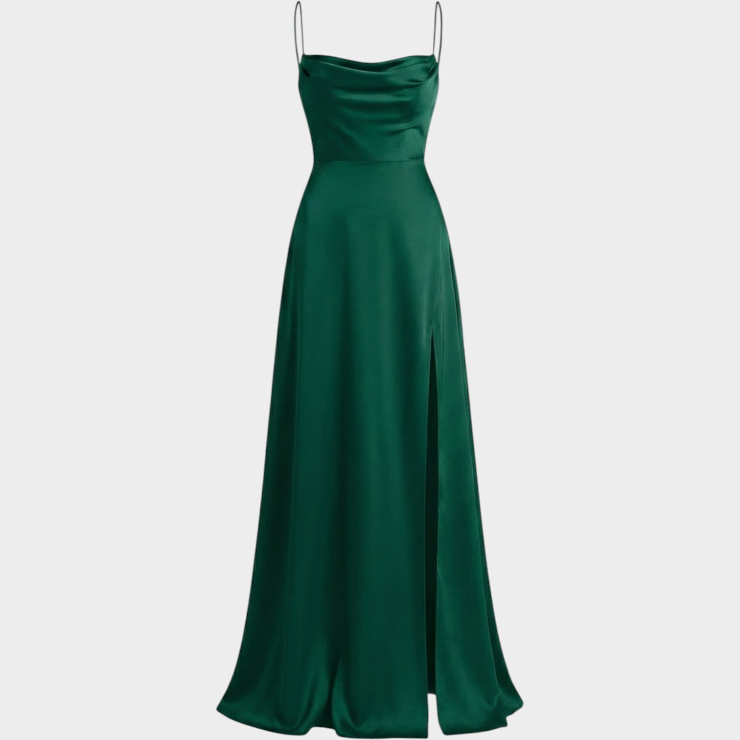 Formal Satin Maxi Dress with Thigh Split