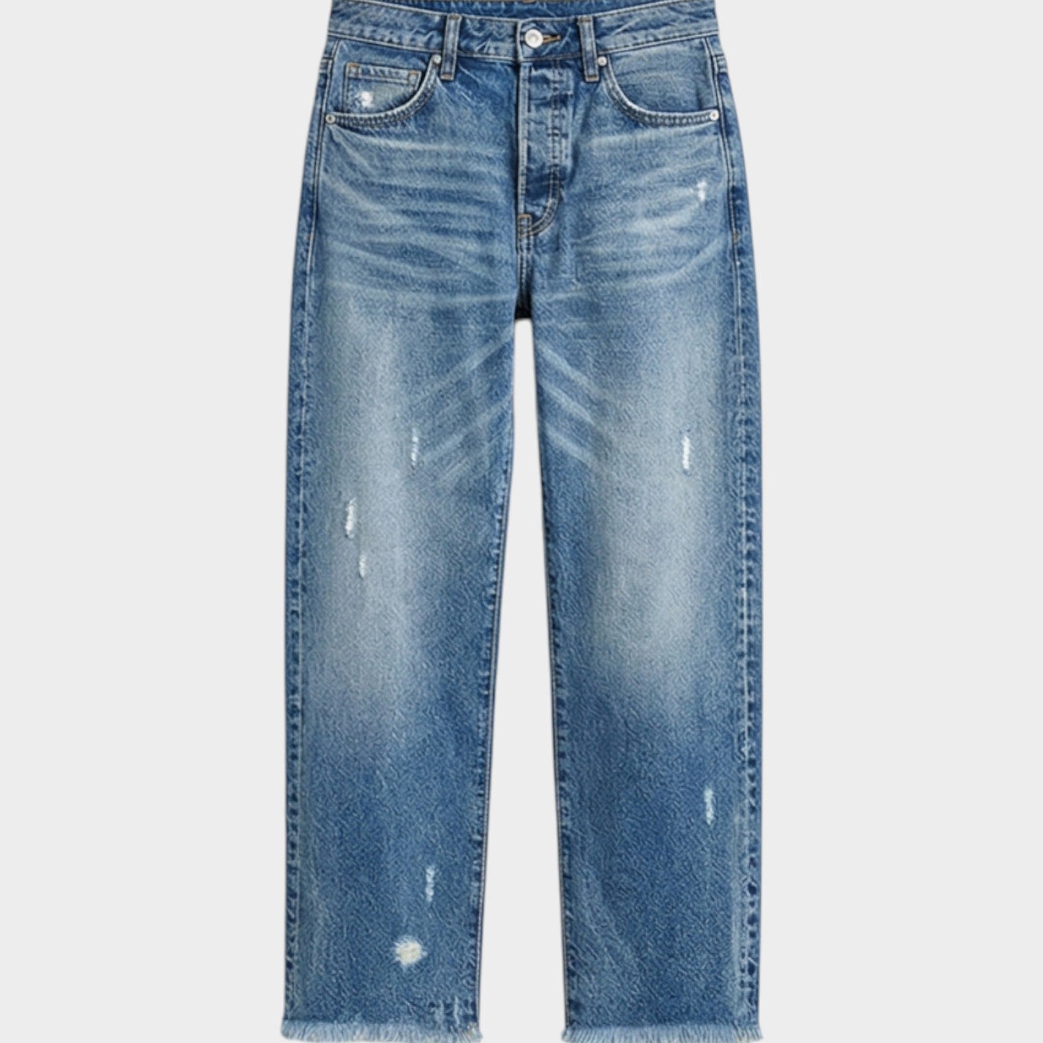 Cropped Straight Leg Denim Pants