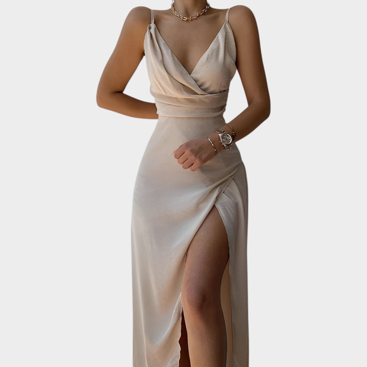 Formal V-Neck Split Maxi Dress