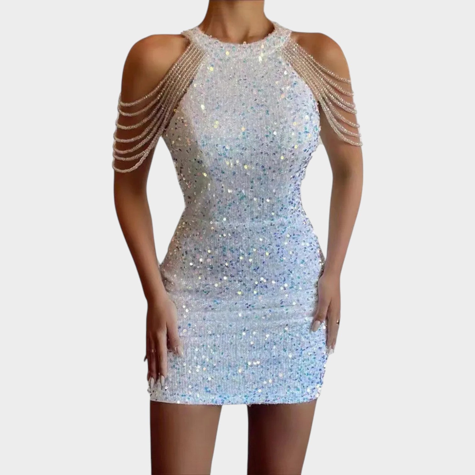 Cocktail Sequin Cold Shoulder Mini Dress