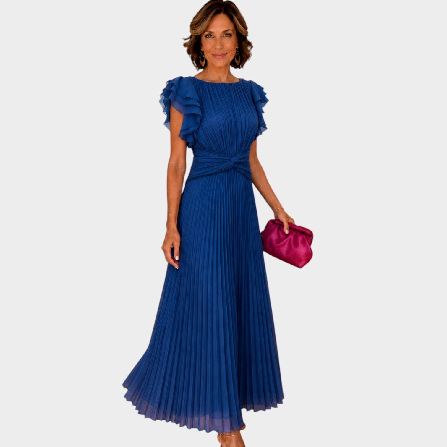 Wedding Guest Pleated Maxi Dress