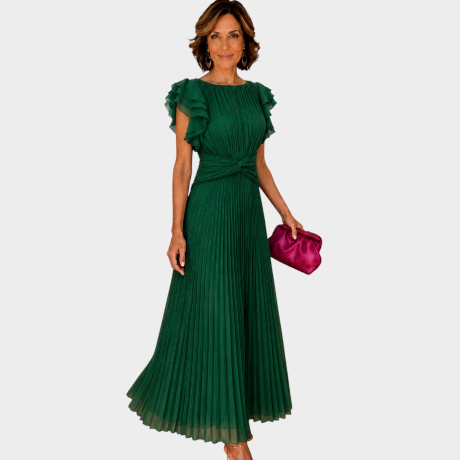 Wedding Guest Pleated Maxi Dress