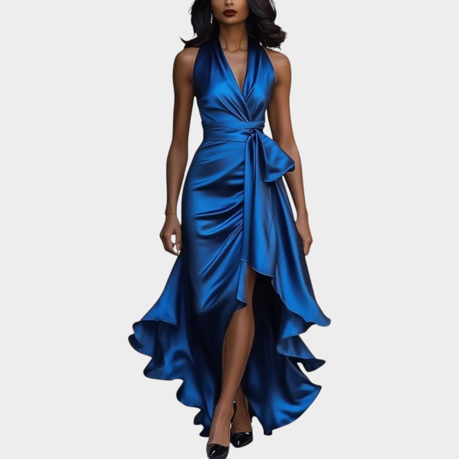 Formal Satin Halter Neck Maxi Dress