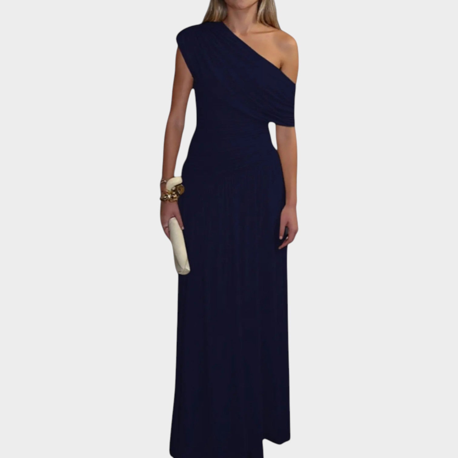 One Shoulder Ruched Formal Maxi Dress