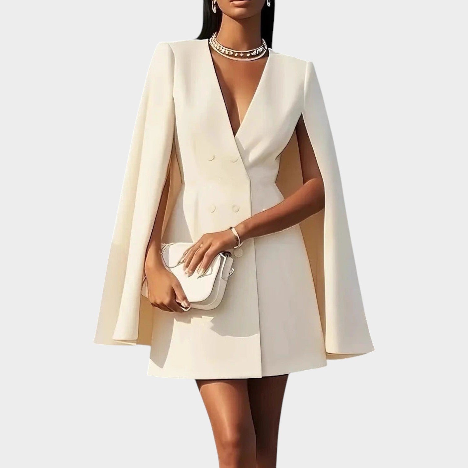 Elegant Double-Breasted Formal Dress