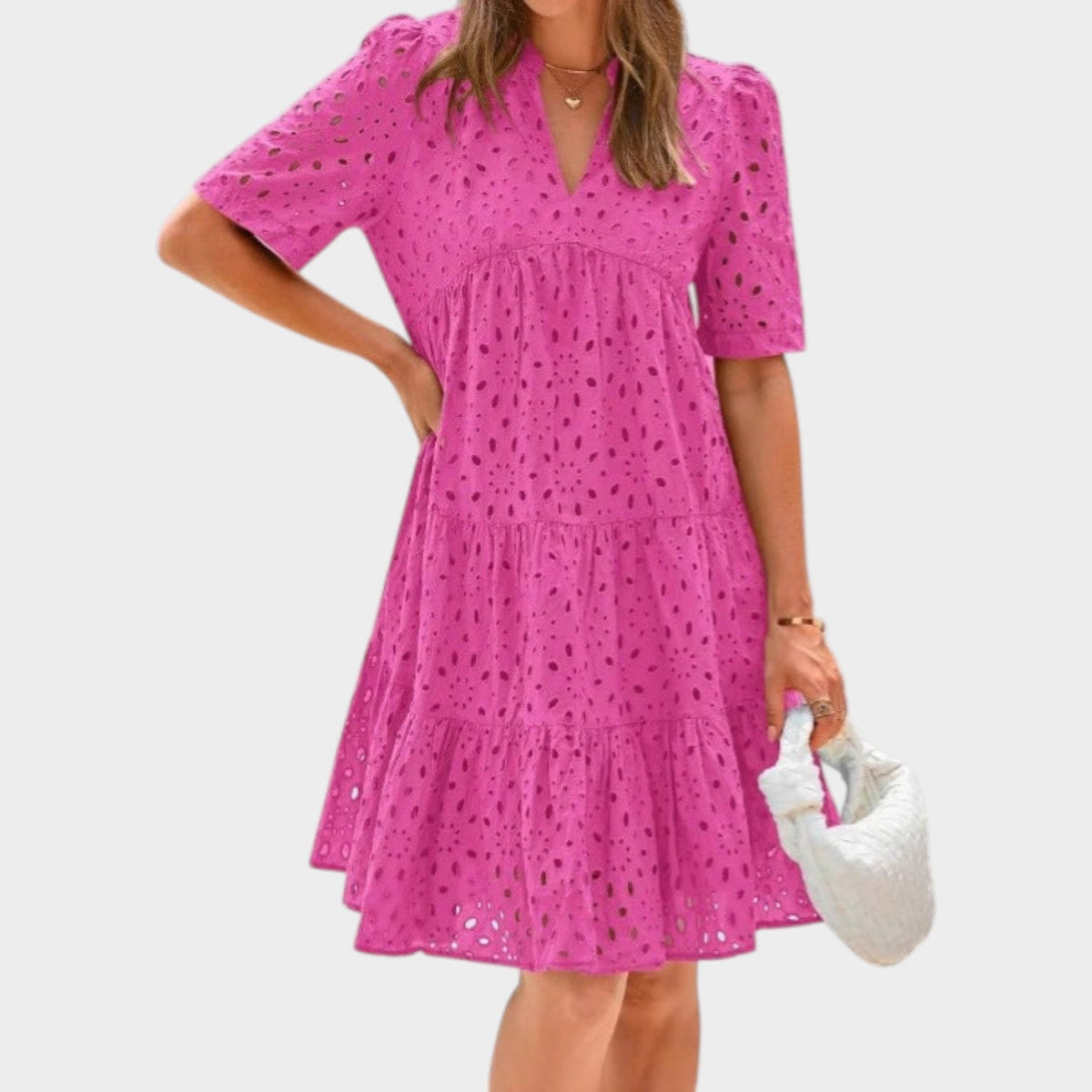 Women's Eyelet Tiered Mini Dress