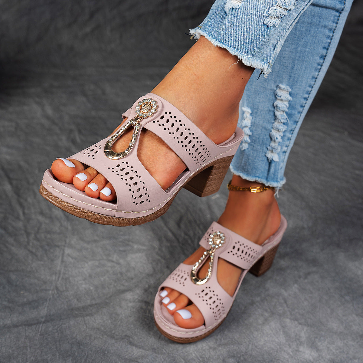Finley | Women's Rhinestone-Embellished Orthopedic Flat Sandals