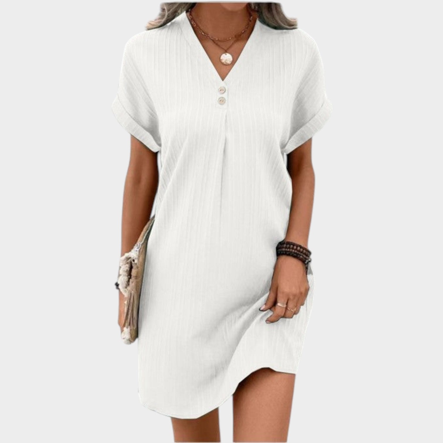 Ribbed V-Neck Summer Dress