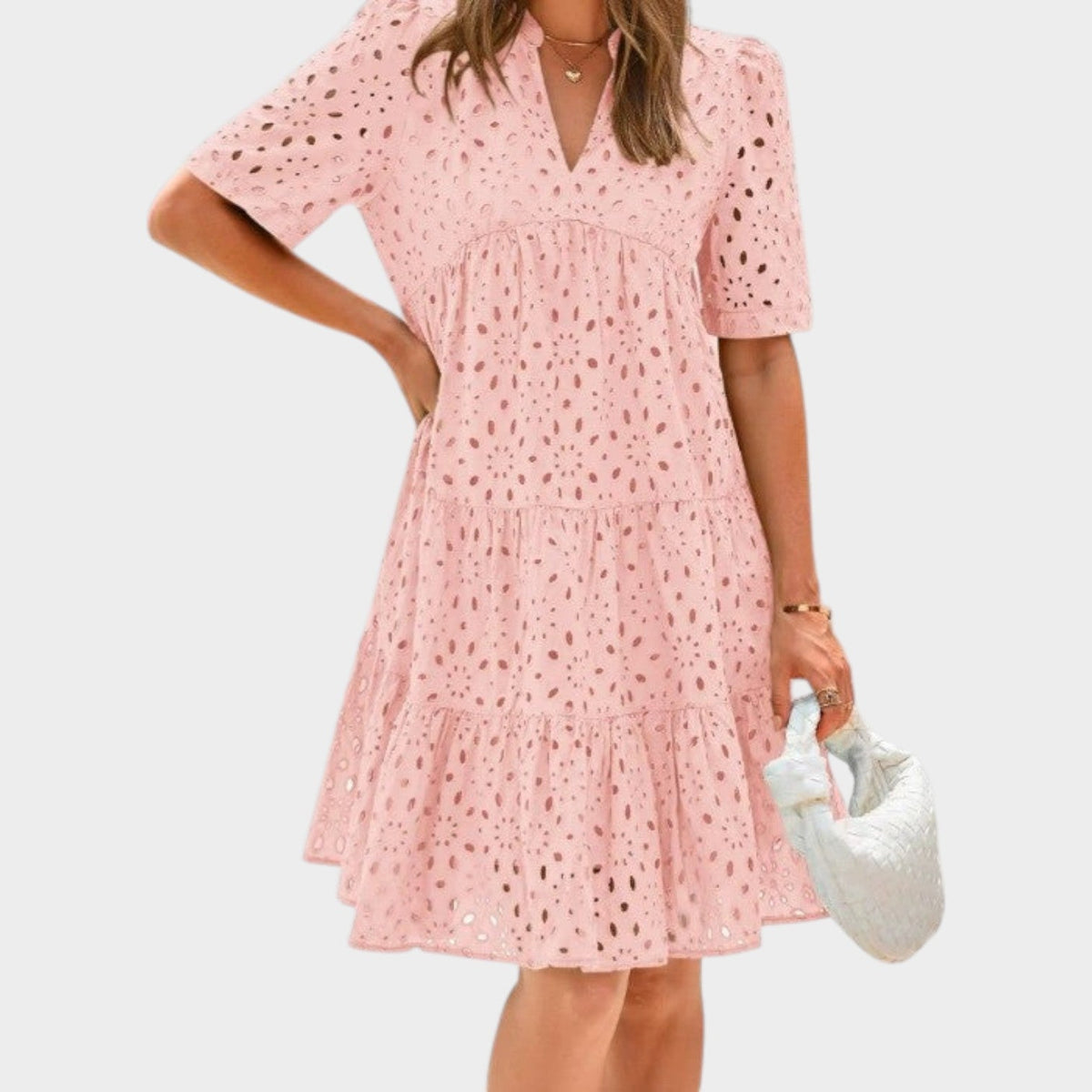 Women's Eyelet Tiered Mini Dress