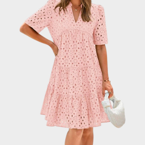 Women's Eyelet Tiered Mini Dress