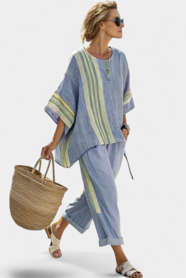 Via | Women's Oversized Top & Tapered Pants Two-Piece Set