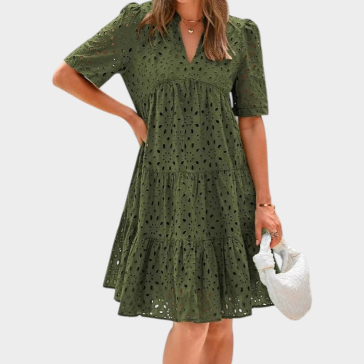 Women's Eyelet Tiered Mini Dress