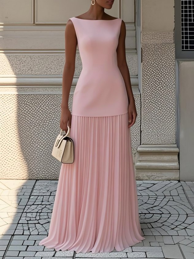 Eliza™ | Sleeveless Maxi Dress with Pleated Design