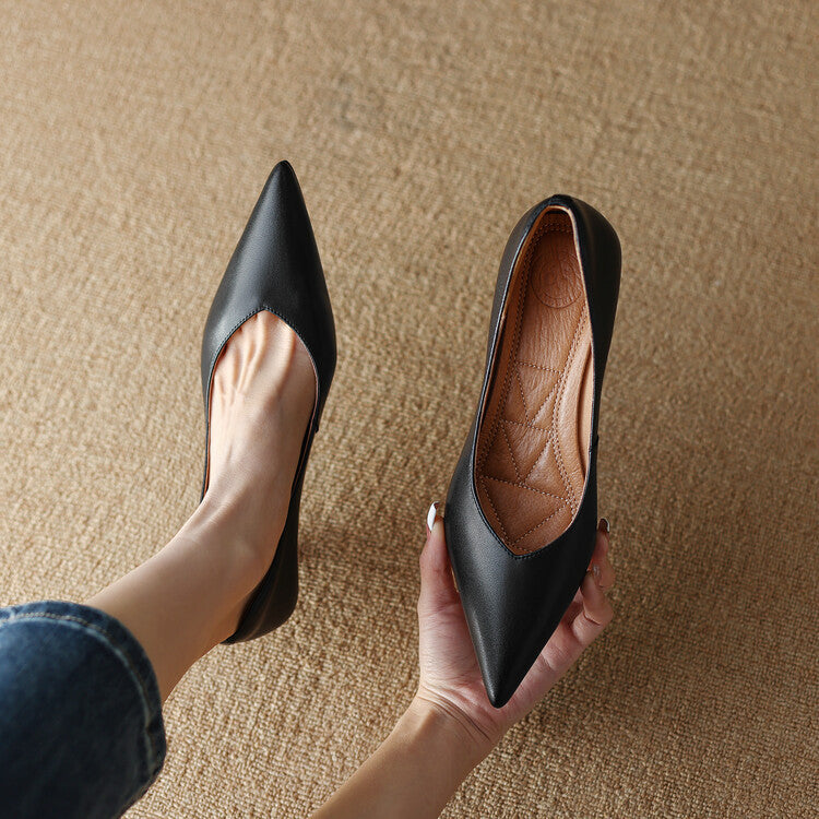 Camille | Women's Slip-On Pointed Toe Pumps with Low Kitten Heel