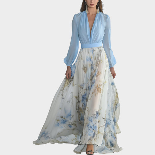 Floral Chiffon Maxi Dress