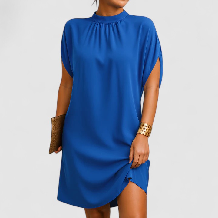 Rosie | Women's Midi Dress with Mock Neck and Batwing Split Sleeves