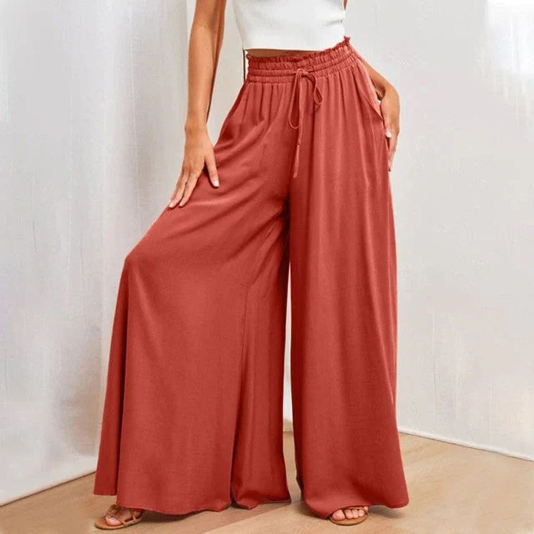 Terra | Women's High-Waisted Wide-Leg Pants with Smocked Drawstring