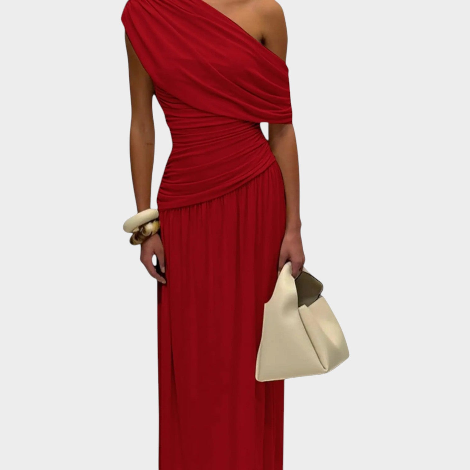 One Shoulder Ruched Formal Maxi Dress