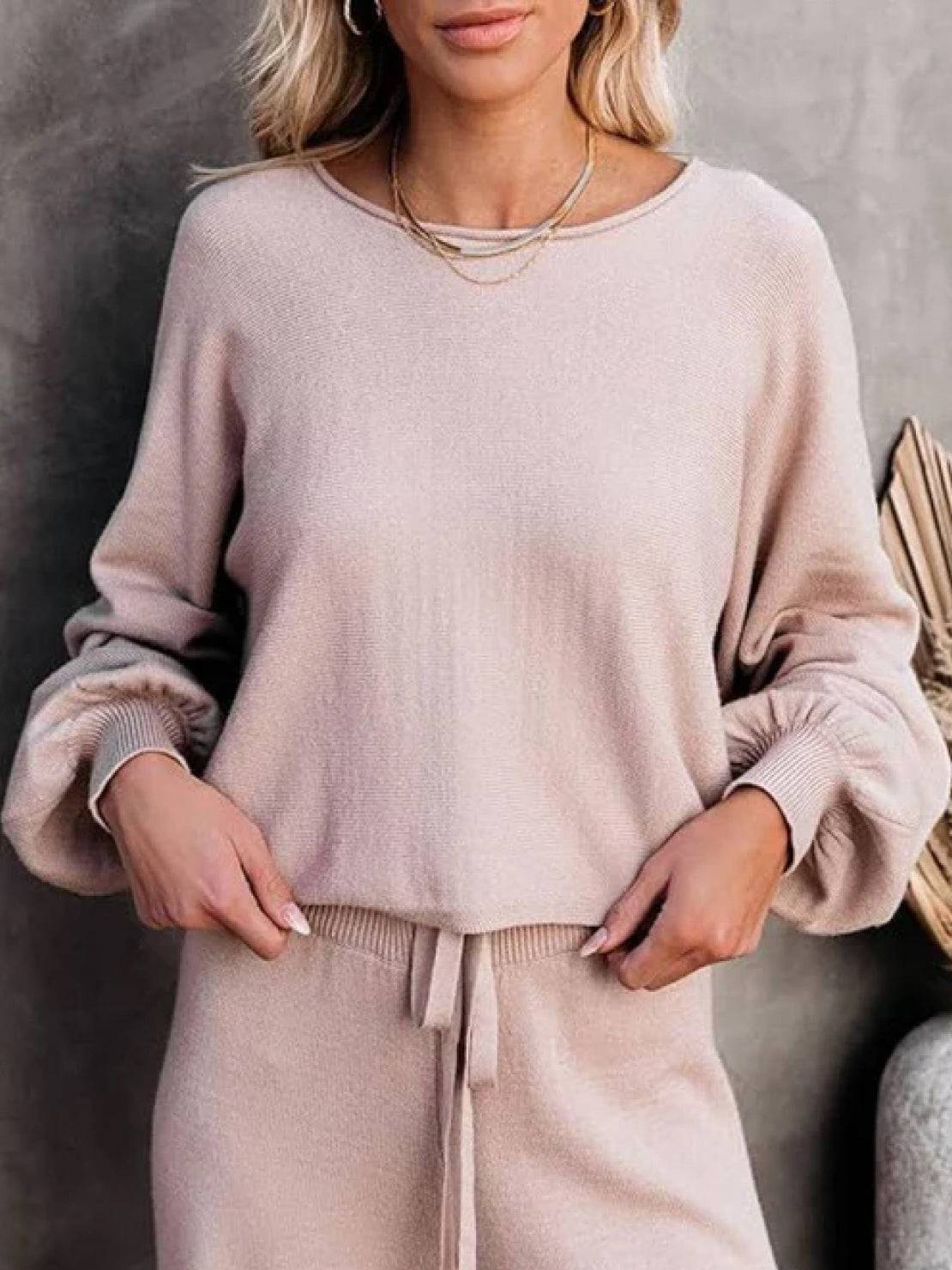 Hailey | Women's Cropped Sweatshirt & Wide-Leg Pants Lounge Ensemble