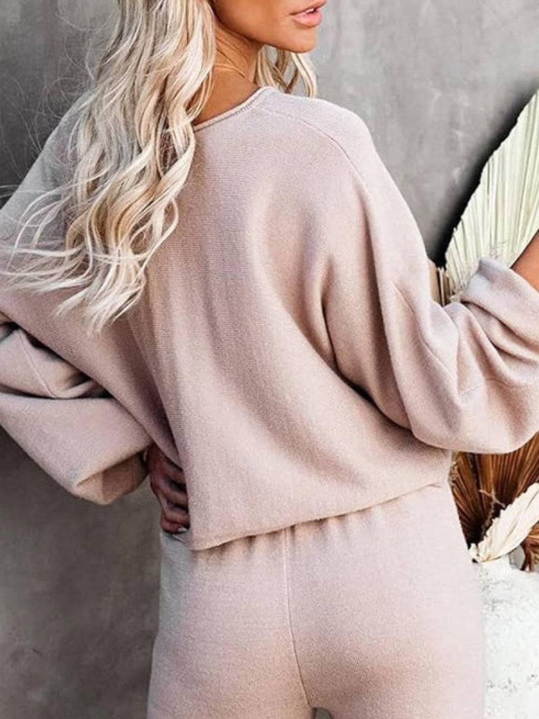 Hailey | Women's Cropped Sweatshirt and Wide-Leg Pants Lounge Ensemble