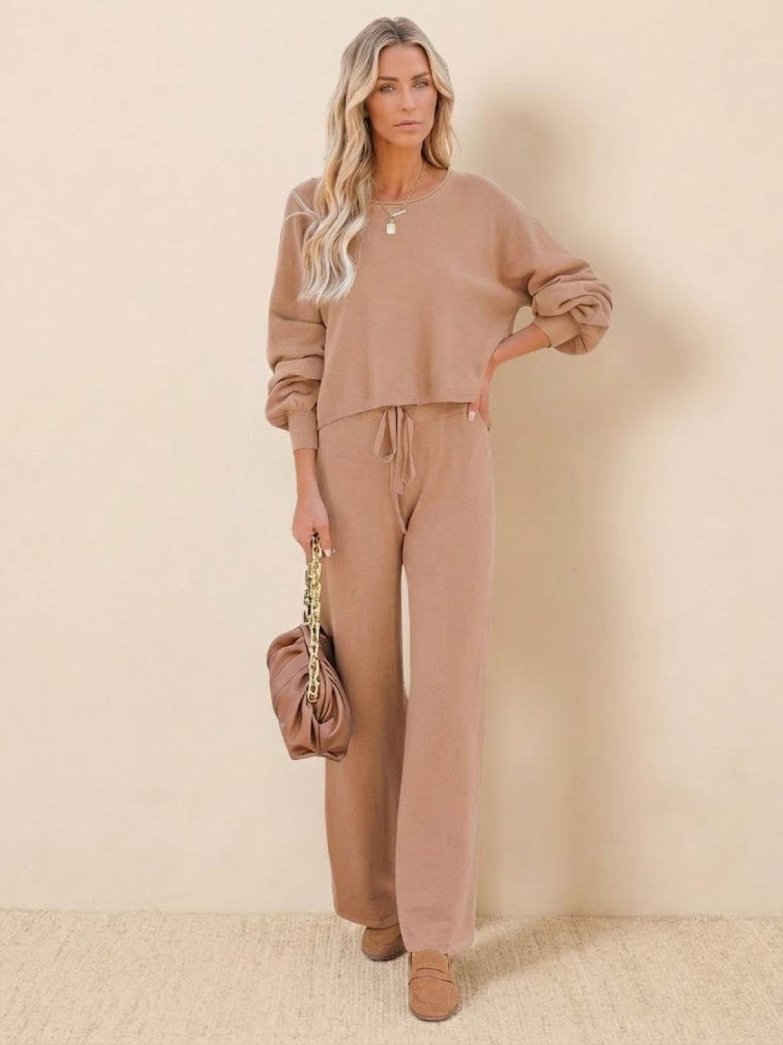 Hailey | Women's Cropped Sweatshirt & Wide-Leg Pants Lounge Ensemble