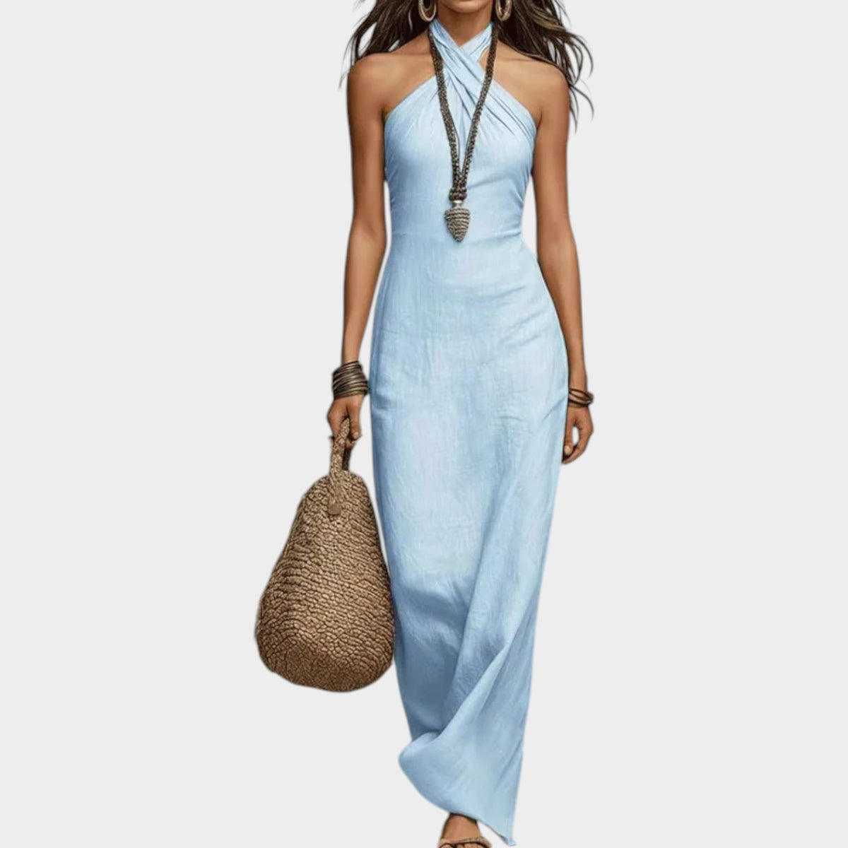Women's Maxi Dress Boho Linen Halter