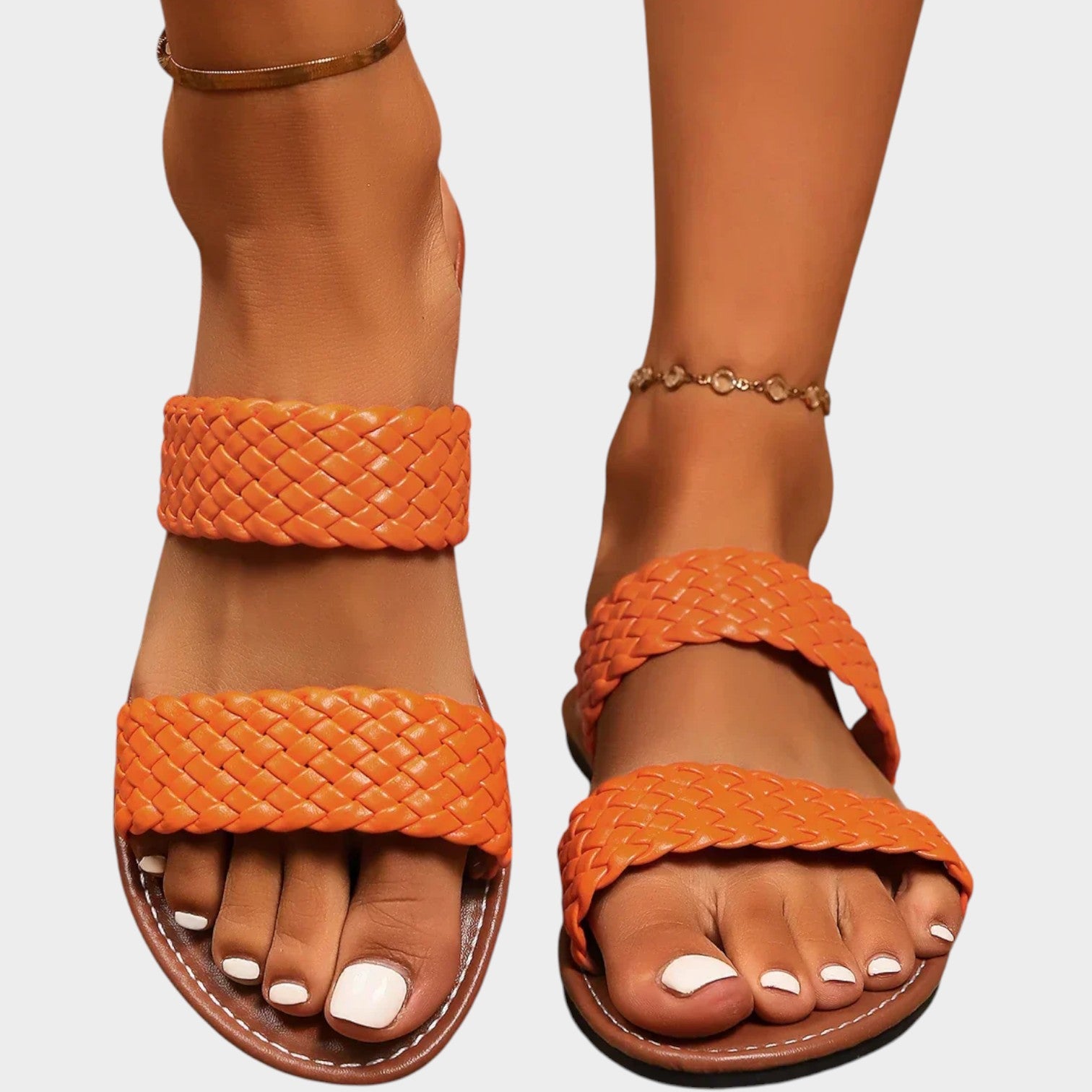 Woven Double Strap Slide Sandals