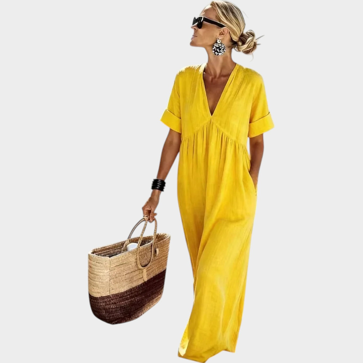 Women's Summer Maxi Dress V Neck Relaxed Fit