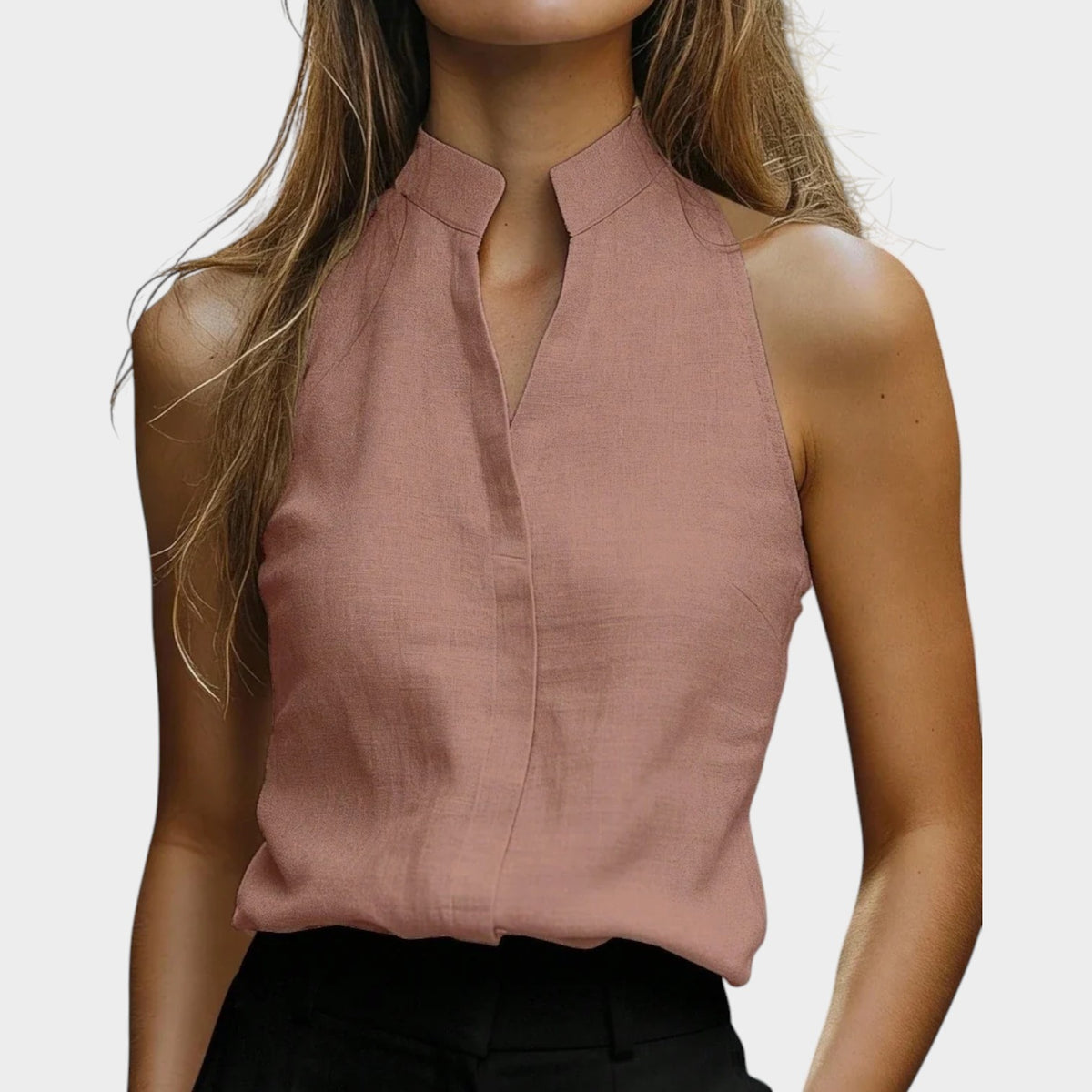 Women's Linen Top Sleeveless Relaxed Blouse