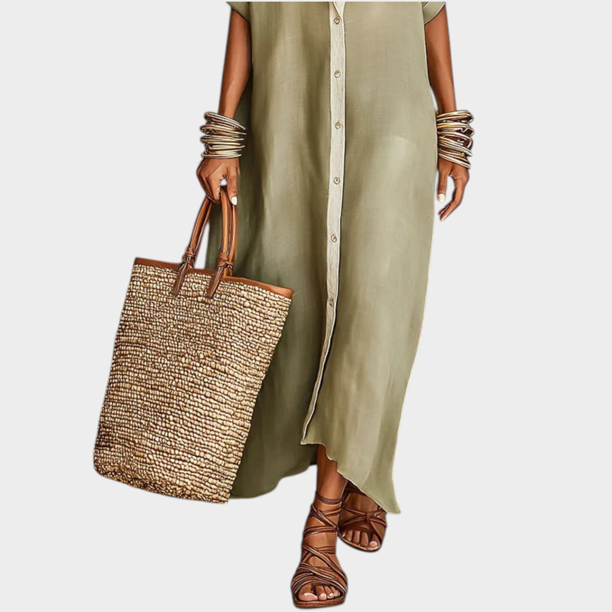 Women's Linen Shirt Maxi Dress