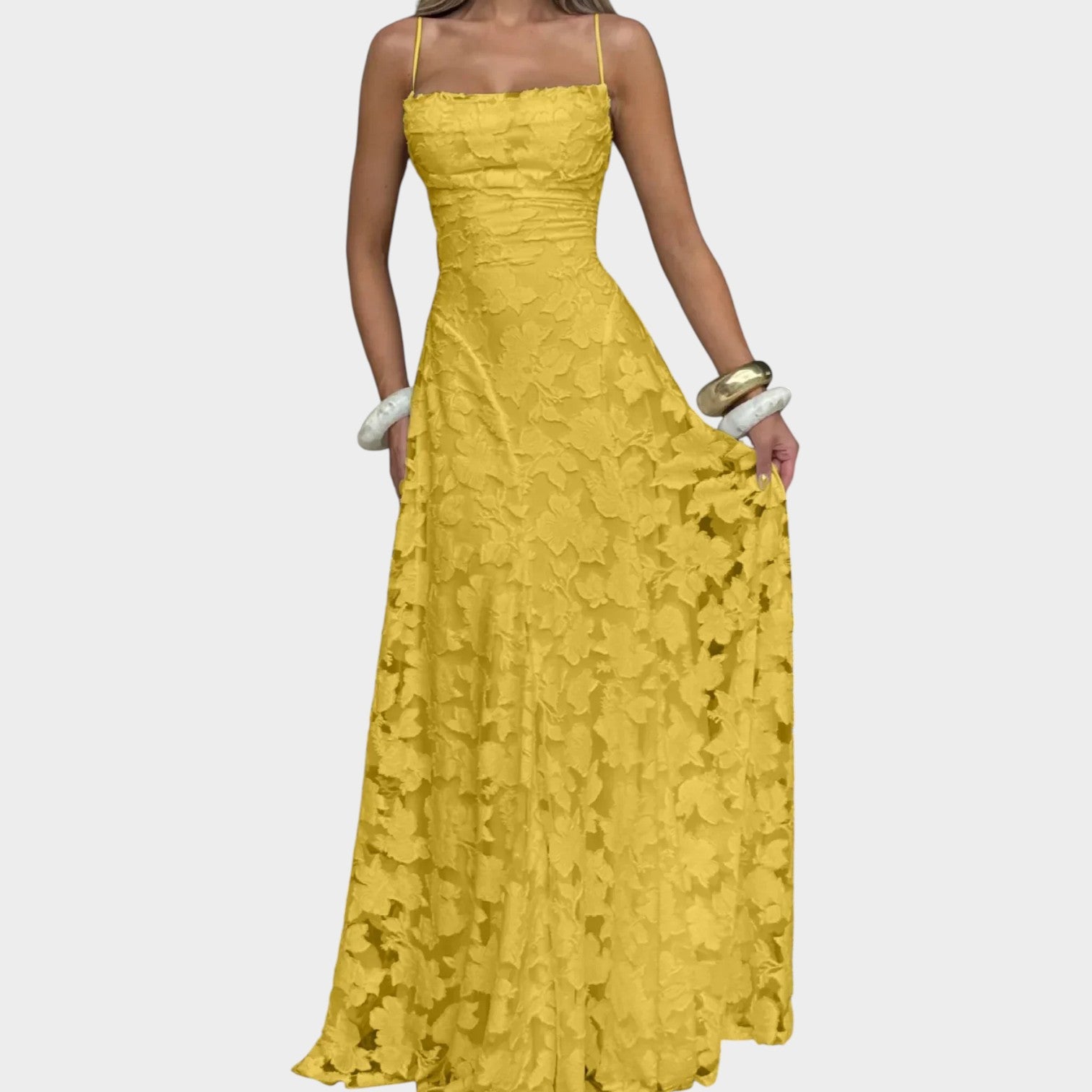 Strapless Lace Maxi Formal Dress