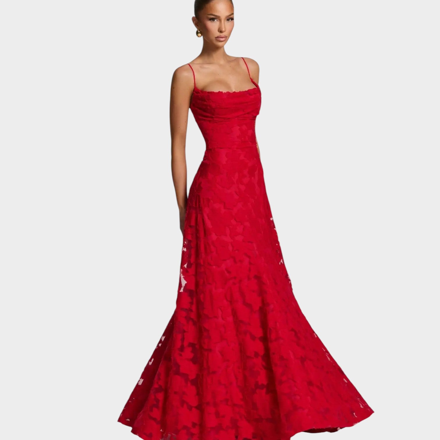 Strapless Lace Maxi Formal Dress