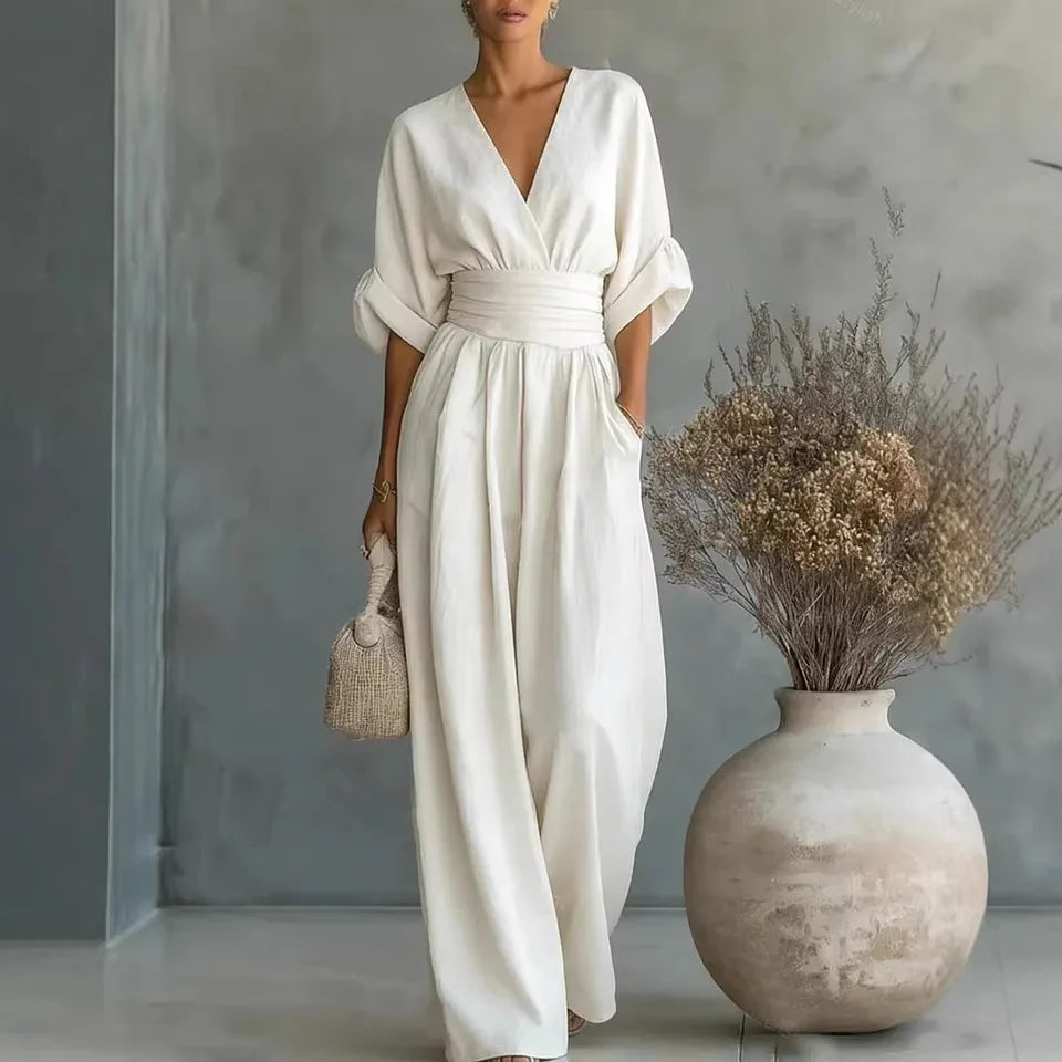 Flowing Waist Detail Wide-Leg Jumpsuit