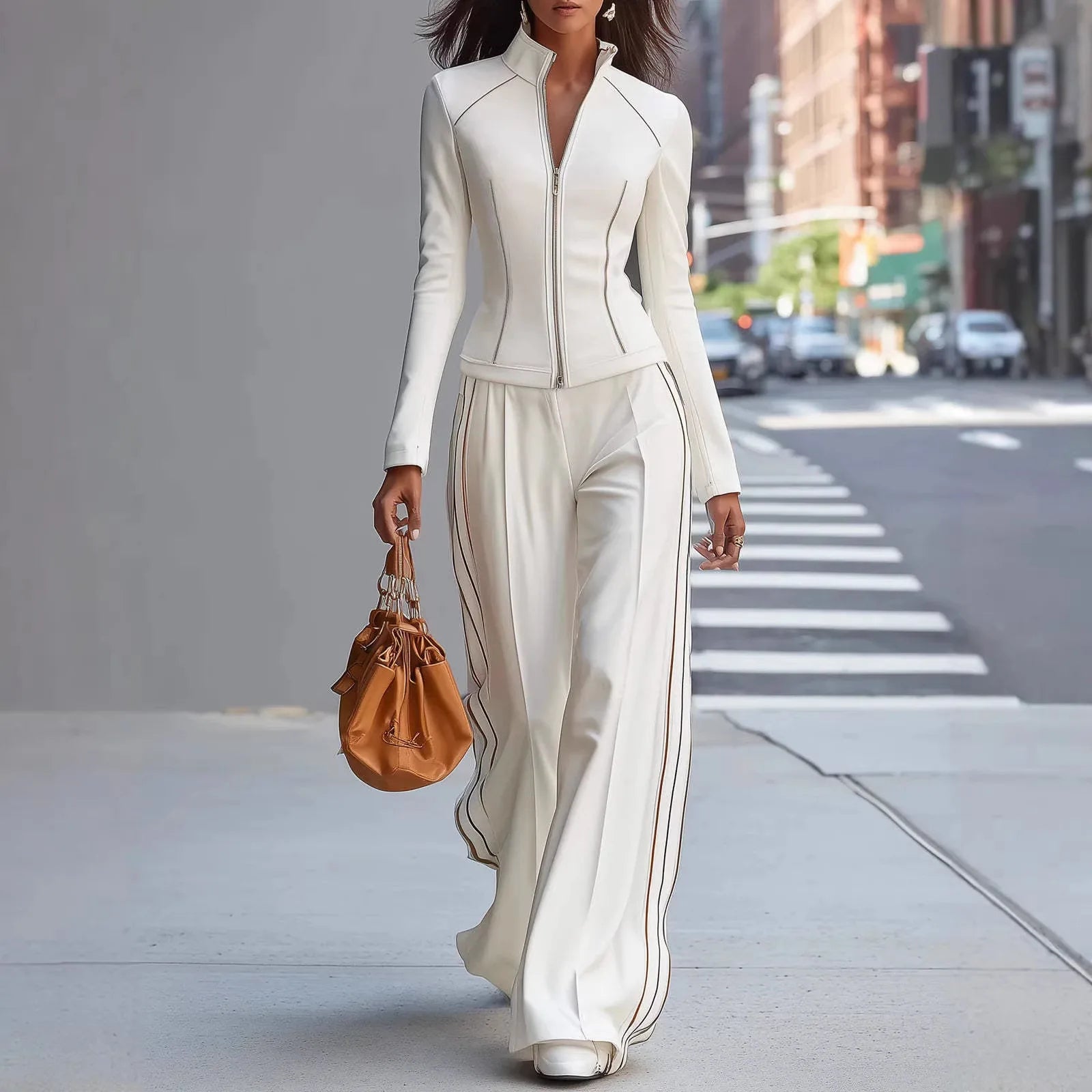 Tailored Zip-Up Two-Piece Set