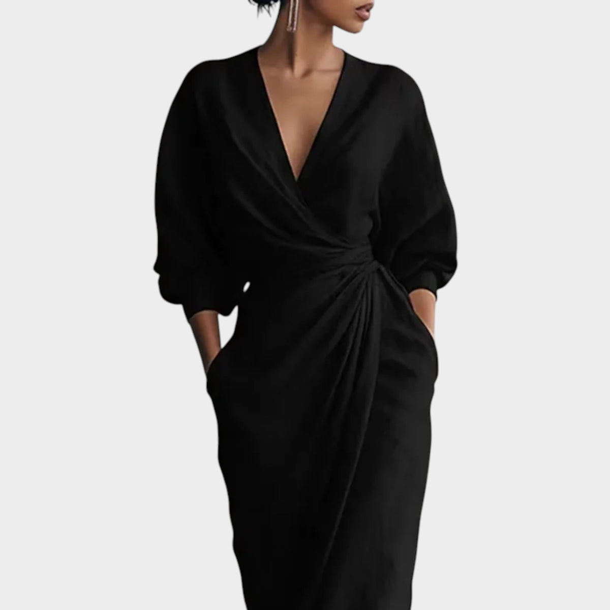 Women's Linen Wrap Maxi Dress