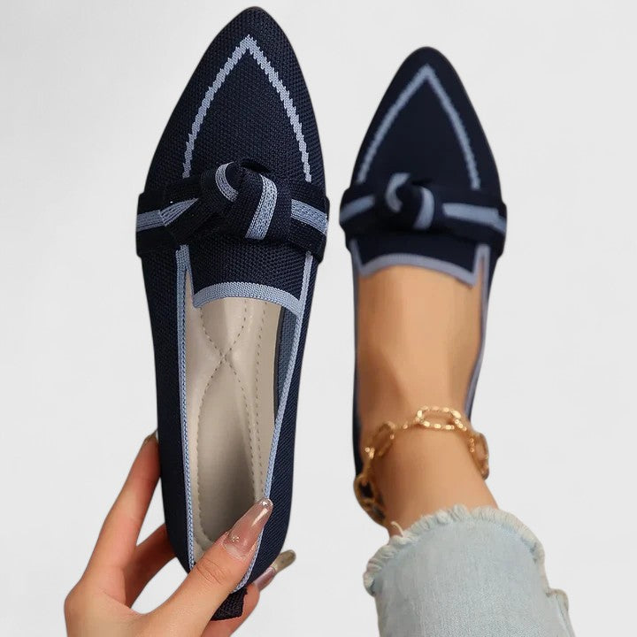 Nova | Women's Slip-On Flat Loafers with Pointed Toe and Knot Accent