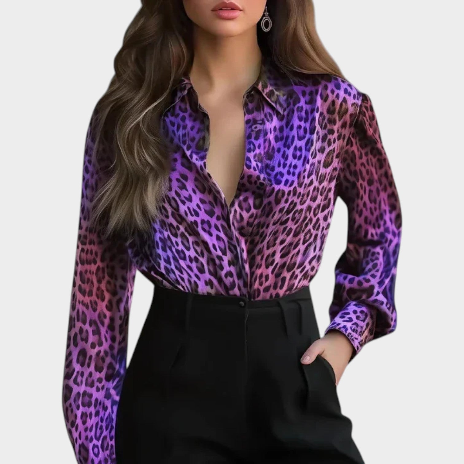 Animal Print Satin Blouse