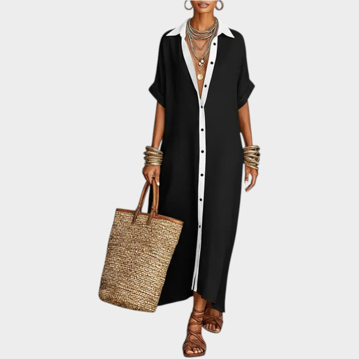 Women's Linen Shirt Maxi Dress