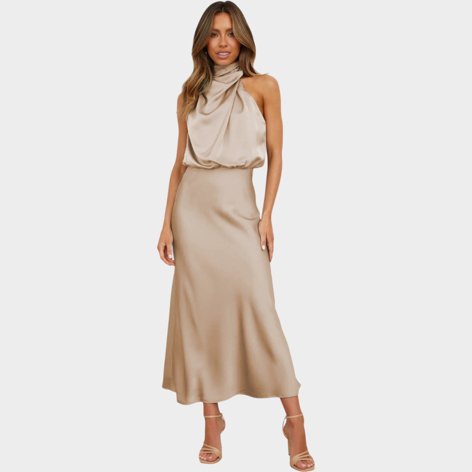 Satin Sleeveless Formal Dress