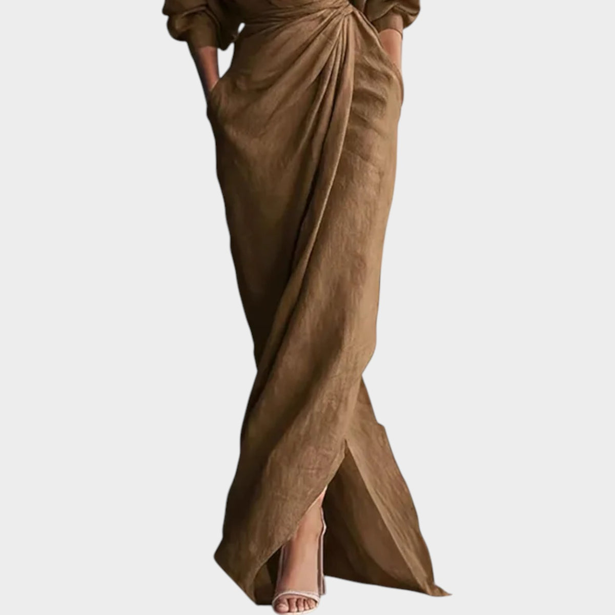 Women's Linen Wrap Maxi Dress