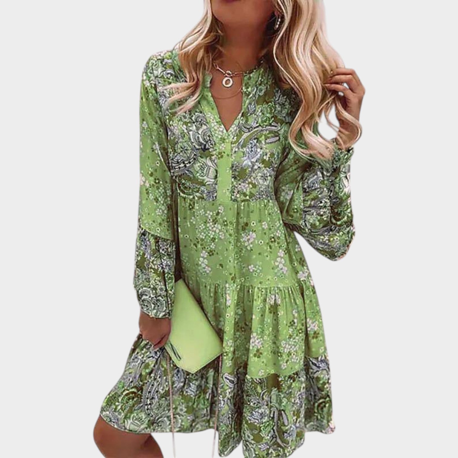 Long Sleeve Floral Boho Mini Summer Dress