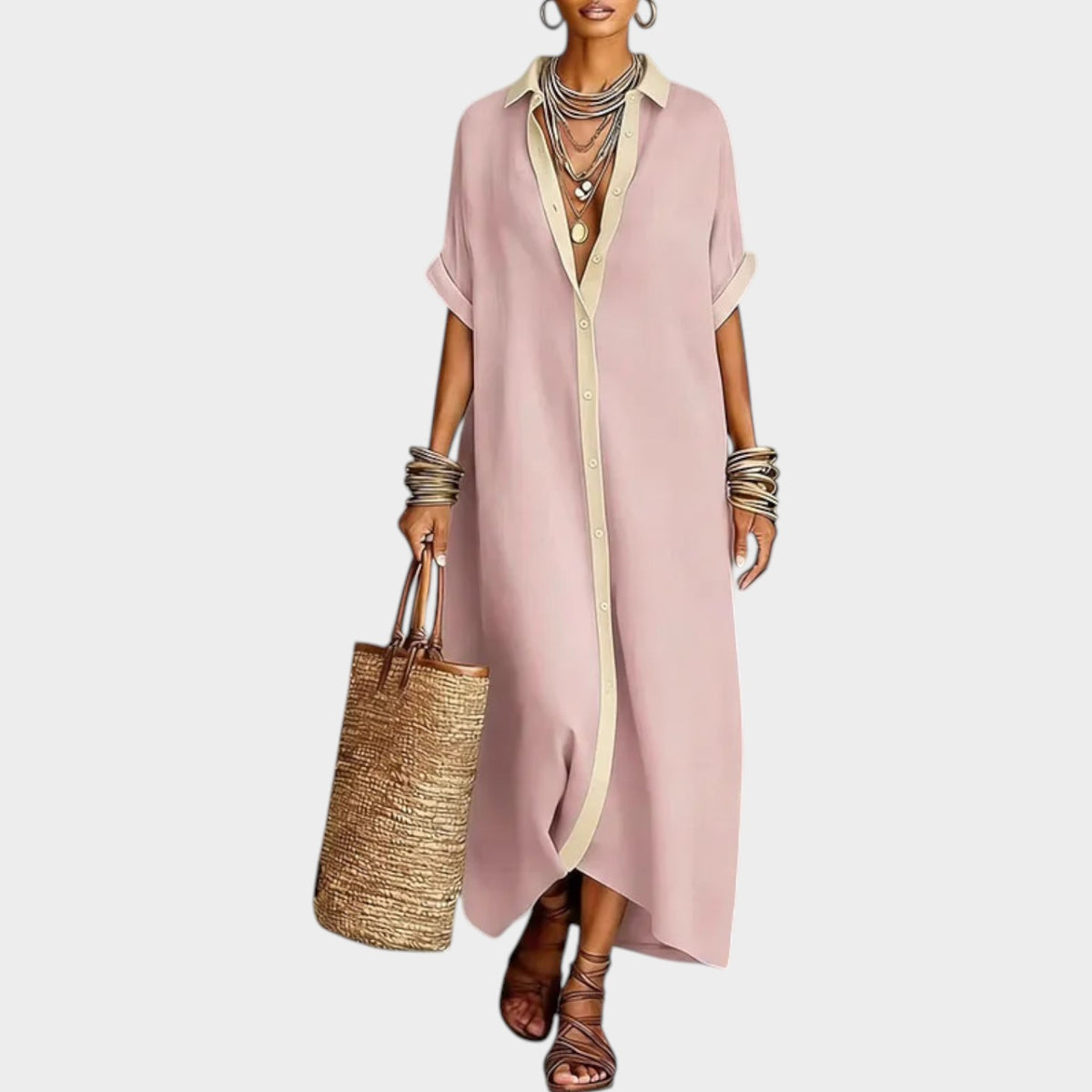 Women's Linen Shirt Maxi Dress