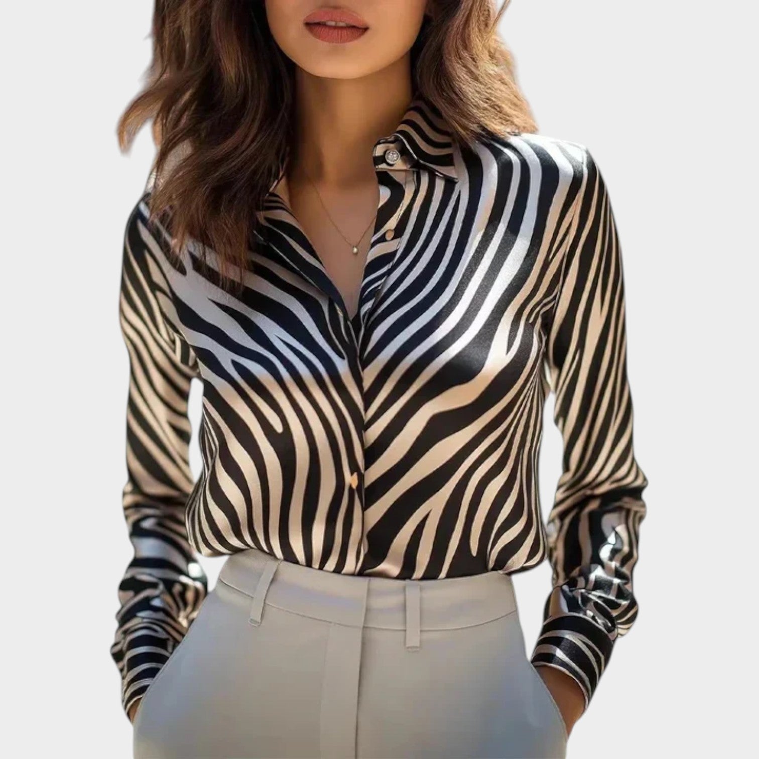 Animal Print Satin Blouse