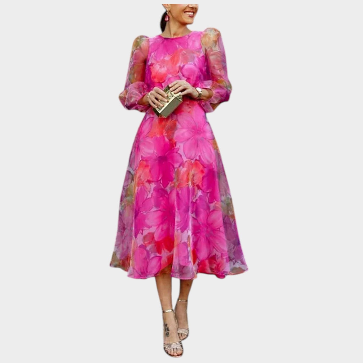 Floral Midi Wedding Guest Dress