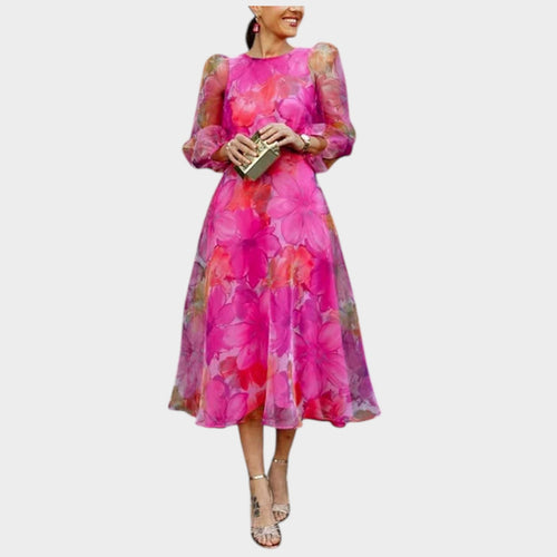 Floral Midi Wedding Guest Dress